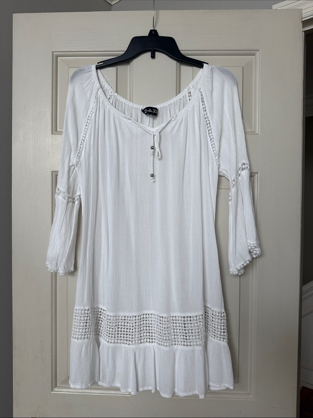 Boho White Crochet-Trim Peasant Tunic by Altar'd State